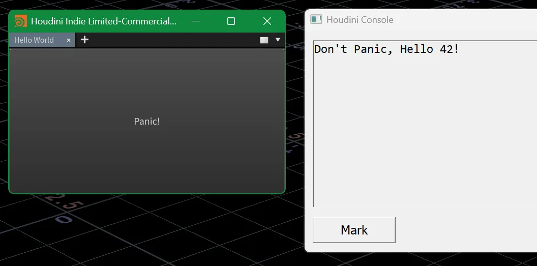 Houdini python pane execution result.